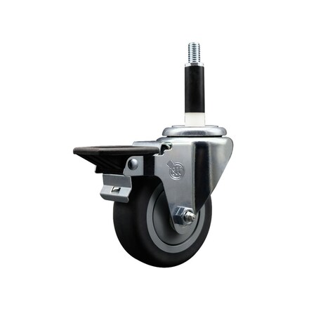 Service Caster 3.5'' Thermoplastic Rubber Swivel 7/8'' Expanding Stem Caster with Brake SCC-EX20S3514-TPRB-PLB-78
